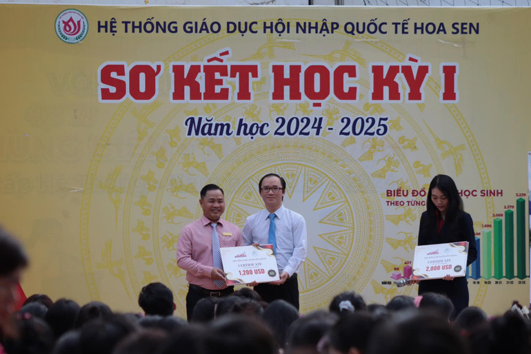 Tiến sĩ Lê Bảo Thắng trao học bổng cho học sinh trường THPT Hoa Sen. tiensi1.jpg