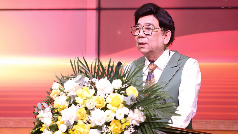 Ông Nguyễn Trường Sơn, Chủ tịch Hiệp hội Quảng cáo Việt Nam phát biểu tại lễ phát động. qc.jpg