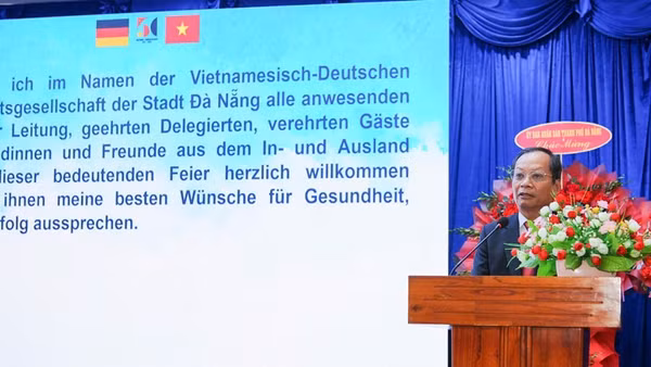 Chủ tịch Hội hữu nghị Việt Nam-Đức thành phố Đà Nẵng Nguyễn Hữu Lai phát biểu.