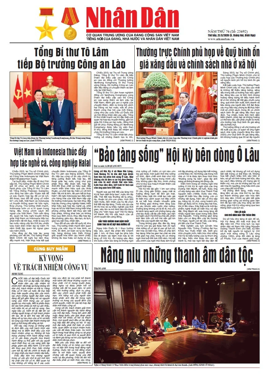 Báo Nhân Dân số 25692: Định hướng phát triển đất nước trong giai đoạn mới
