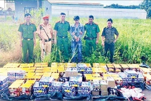 Lực lượng công an bắt giữ đối tượng vận chuyển pháo lậu vào nội địa tỉnh Đồng Nai.