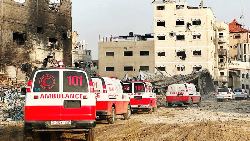 Xe cứu thương của WHO tại Gaza. Ảnh: WHO