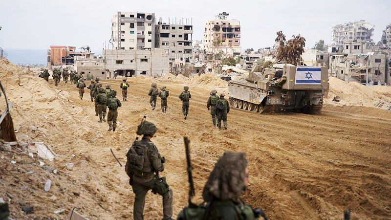 Quân đội Israel tại Dải Gaza. Ảnh: AP