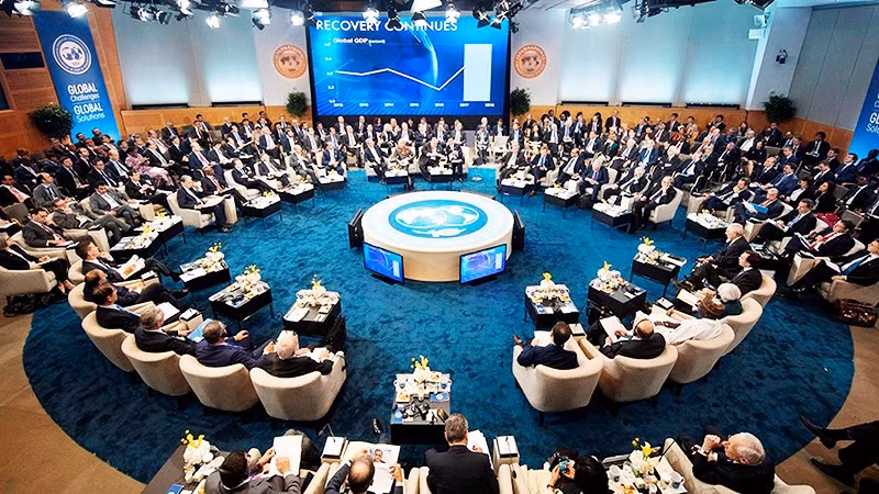 Một cuộc họp về tài chính toàn cầu của IMF. Ảnh: DAILYNEWS