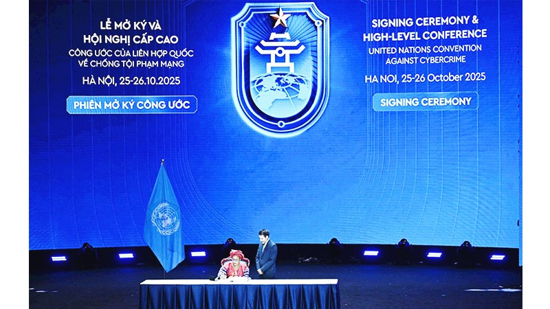 Tổng Thư ký Liên hợp quốc Antonio Guterres phát biểu tại Lễ mở ký Công ước Liên hợp quốc về chống tội phạm mạng, ngày 25/10/2025.