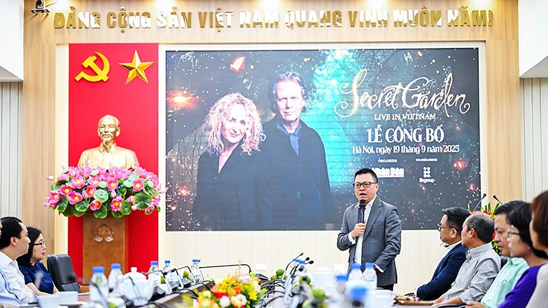 Đồng chí Lê Quốc Minh - Tổng Biên tập Báo Nhân Dân phát biểu tại Lễ công bố dự án âm nhạc “Good Morning Vietnam”. Ảnh: THÀNH ĐẠT