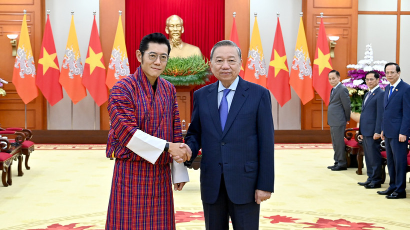 Tổng Bí thư Tô Lâm tiếp Quốc vương Bhutan Jigme Khesar Namgyel Wangchuck.
