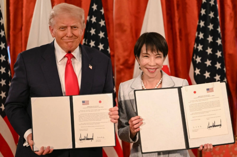 Tổng thống Mỹ Donald Trump và tân Thủ tướng Nhật Bản Sanae Takaichi.