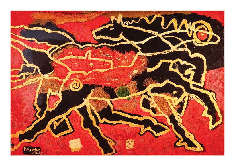 Tranh sơn mài Ngựa của hoạ sĩ Ngọc Thọ, vẽ trong thời gian 1978-1983. (Nguồn Bảo tàng MTVN)