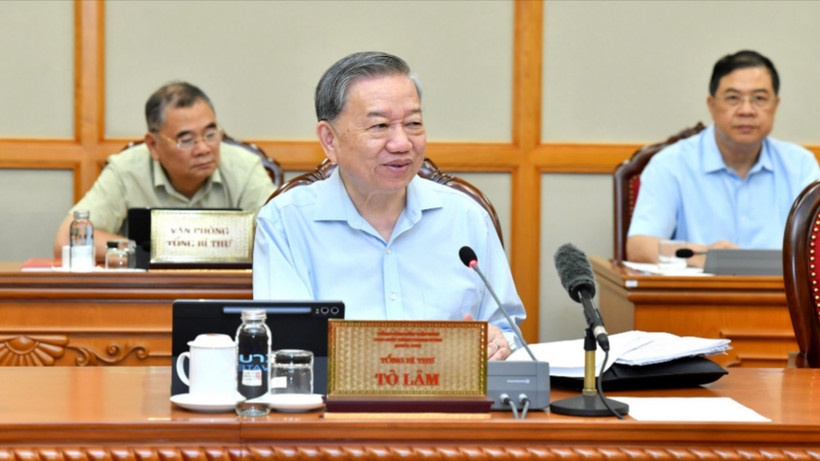 Tổng Bí thư Tô Lâm phát biểu chỉ đạo cuộc họp.