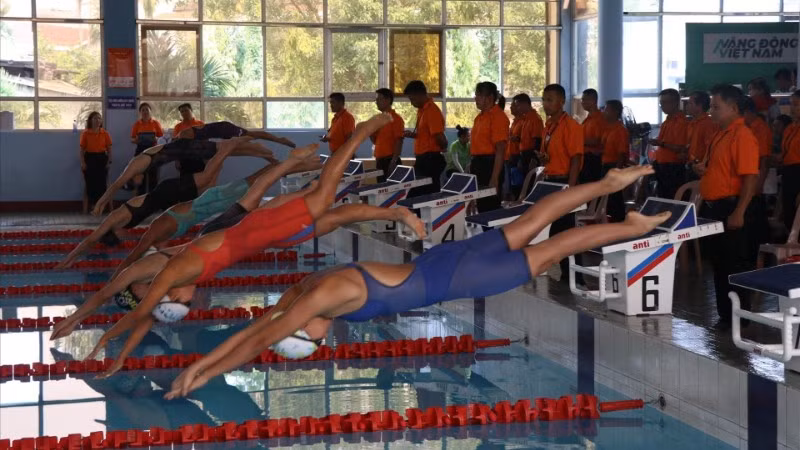 Các kình ngư Việt Nam xác lập 17 kỷ lục mới tại Giải bơi-lặn vô địch quốc gia bể 25m năm 2026. (Ảnh Mai Trang)