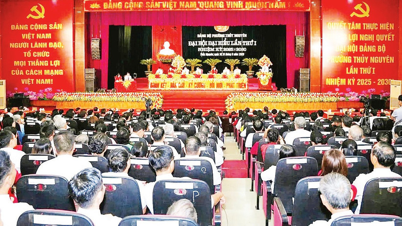 Quang cảnh Đại hội đại biểu lần thứ I, nhiệm kỳ 2025-2030 của Đảng bộ phường Thủy Nguyên (Hải Phòng).