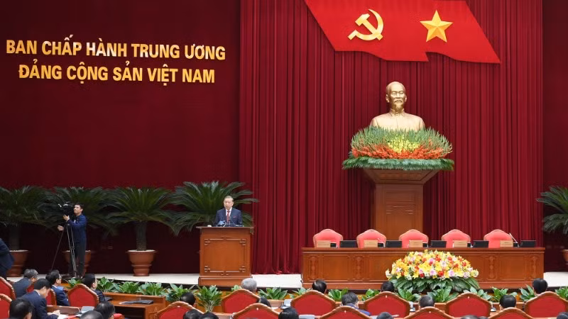 Tổng Bí thư Tô Lâm phát biểu bế mạc Hội nghị lần thứ 15 Ban Chấp hành Trung ương Đảng Cộng sản Việt Nam khóa XIII. (Ảnh ĐĂNG KHOA)