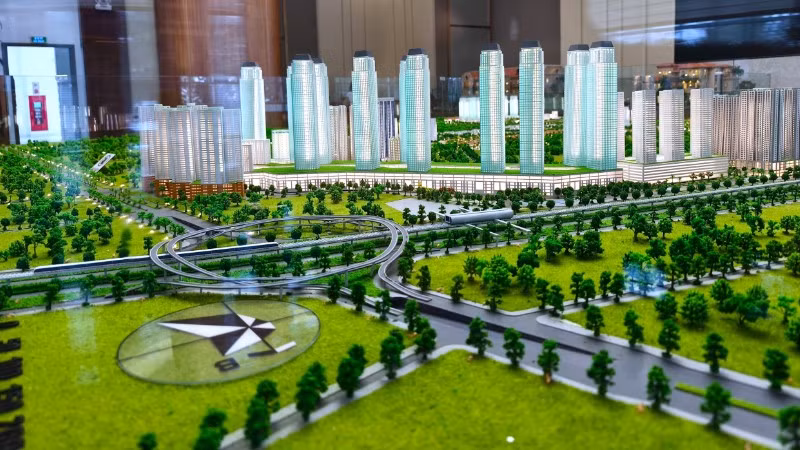 Phối cảnh Khu đô thị thông minh Tiến Xuân - một mô hình đô thị thông minh thí điểm của Hà Nội, găn kết, hỗ trợ Khu Công nghệ cao Hòa Lạc. 