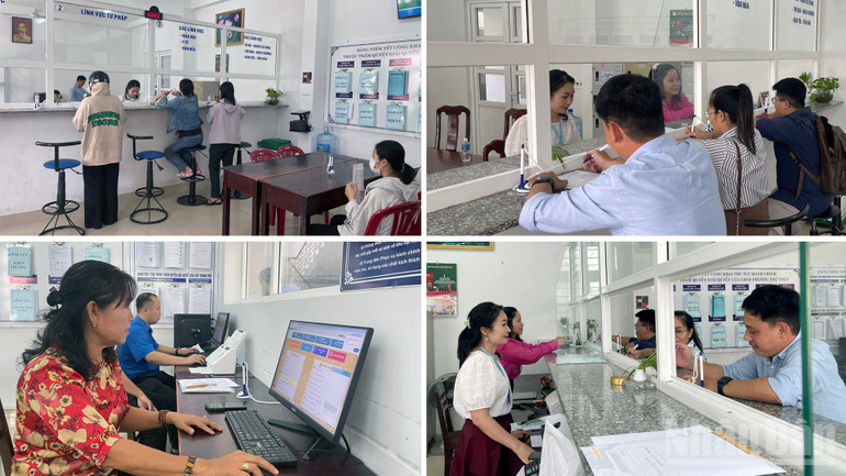 Hiện hệ thống một cửa điện tử liên thông của phường Phú Thủy, mỗi lĩnh vực sẽ có một người tiếp nhận để sẵn sàng vận hành chính thức từ ngày 1/7. ndo_br_phu-thuy-2.jpg