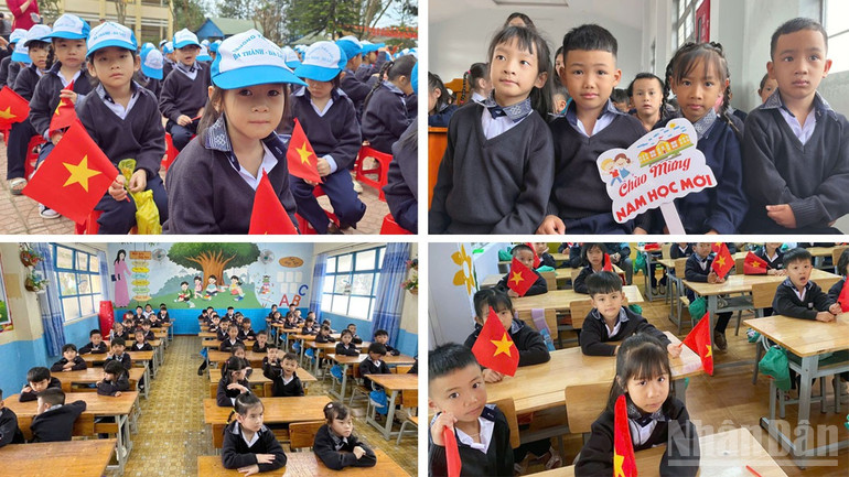 Những chiếc áo len phối thổ cẩm hoa văn truyền thống được phường Lang Biang-Đà Lạt trao tặng toàn bộ học sinh khối lớp 1 toàn phường. ndo_br_1-9563.jpg