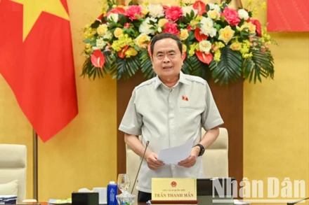 Bí thư Đảng ủy Quốc hội, Chủ tịch Quốc hội Trần Thanh Mẫn phát biểu khai mạc Hội nghị. (Ảnh: DUY LINH).