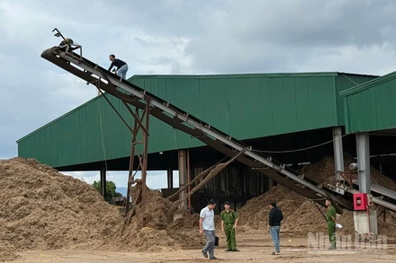 Hiện trường xảy ra vụ tai nạn lao động. (Ảnh: THANH SƠN)