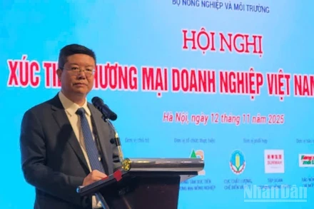 Ông Lê Thanh Hoà, Phó Cục trưởng Cục Chất lượng, Chế biến và Phát triển thị trường (Bộ Nông nghiệp và Môi trường) phát biểu tại diễn đàn.