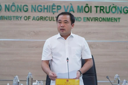 Quyền Bộ trưởng Nông nghiệp và Môi trường Trần Đức Thắng chủ trì cuộc họp với các hiệp hội ngành lúa gạo.