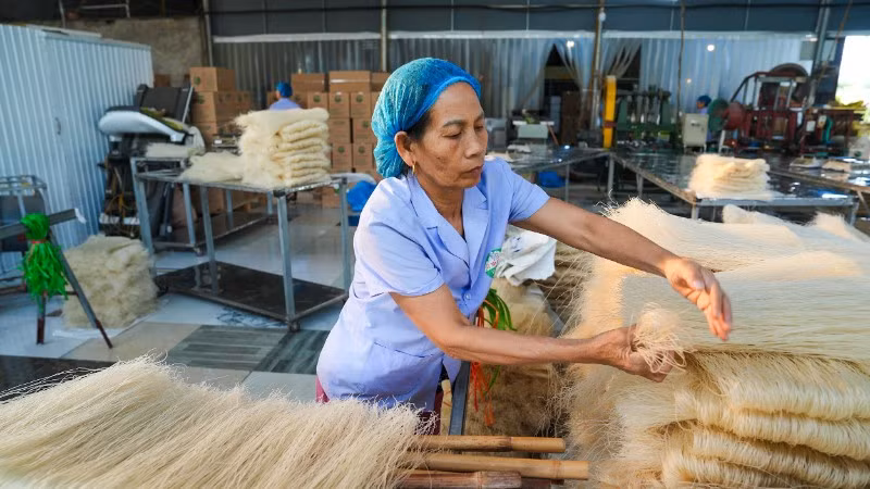 Hợp tác xã Mì gạo Hùng Lô (Phú Thọ) bận rộn cho những đơn hàng dịp cuối năm.