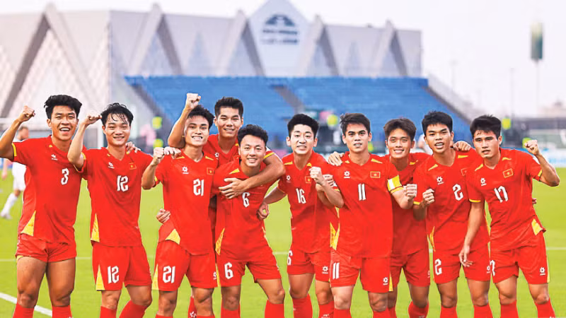 Niềm vui chiến thắng của các cầu thủ U23 Việt Nam tại giải U23 châu Á 2026. (Ảnh: TED TRẦN)