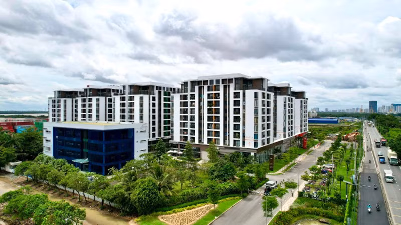 Dự án nhà ở xã hội Thủ Thiêm Green House sắp hoàn thành và đưa vào sử dụng trên đường Võ Chí Công, phường Cát Lái, Thành phố Hồ Chí Minh. (Ảnh: THẾ ANH)