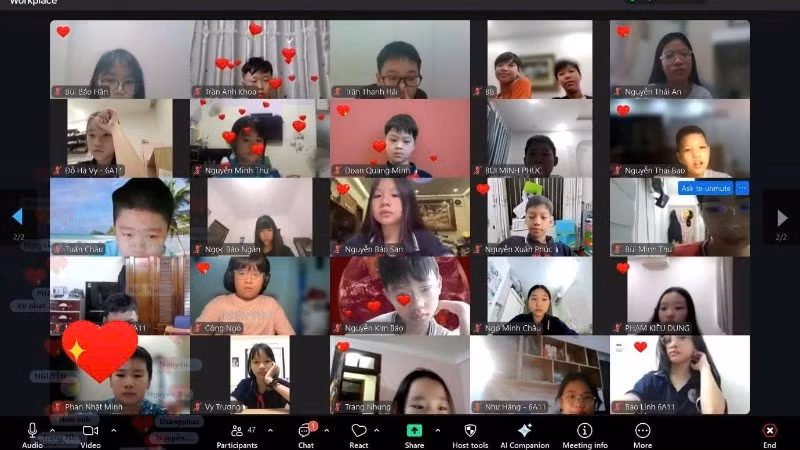 Giờ học trực tuyến của Trường trung học cơ sở Giảng Võ (phường Giảng Võ, Hà Nội).