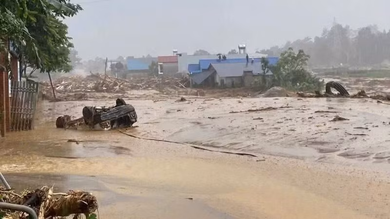 Hiện trường vụ lũ quét tại bản Che Bó và bản Chít, xã Mường Than, Lai Châu. (Ảnh: Trần Tuấn)