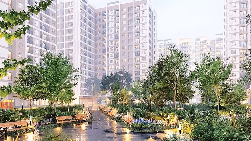 Phối cảnh khu nhà ở xã hội Hoa Lư, Ninh Bình.