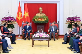 Quang cảnh buổi tiếp tại Trụ sở Trung ương Đảng. (Ảnh: ĐĂNG KHOA)