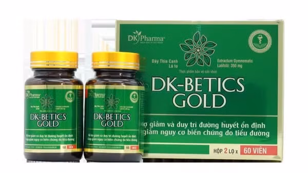 Thực phẩm bảo vệ sức khỏe DK-Betics Gold quảng cáo không phù hợp với giấy xác nhận. (Ảnh chụp màn hình)