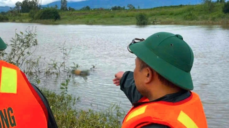 Hiện trường tìm thấy người mất tích trong những ngày mưa lũ vừa qua ở xã Nam Trạch, tỉnh Quảng Trị.