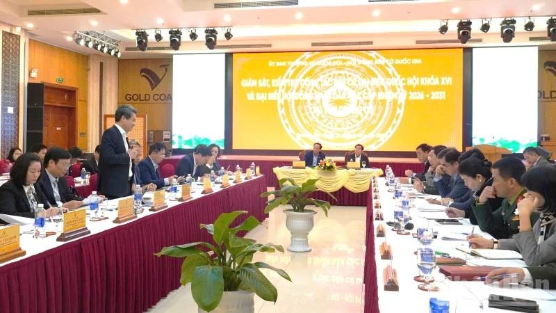 Quang cảnh buổi giám sát, kiểm tra công tác triển khai bầu cử đại biểu Quốc hội khóa XVI và đại biểu Hội đồng nhân dân các cấp nhiệm kỳ 2026-2031 tại tỉnh Quảng Trị.