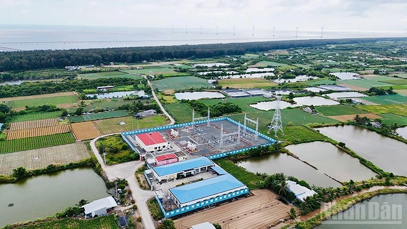 Trạm truyền tải điện cho dự án điện gió ngoài khơi xã Đông Hải, tỉnh Vĩnh Long.