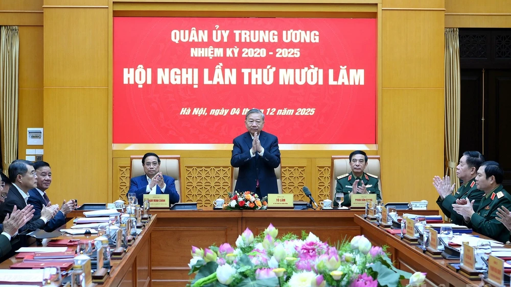 Tổng Bí thư Tô Lâm, Bí thư Quân ủy Trung ương chủ trì Hội nghị Quân ủy Trung ương lần thứ 15.