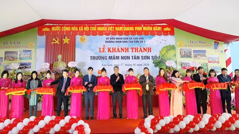 Trường mầm non Tân Sơn số 1-công trình chào mừng Đại hội Đảng toàn quốc lần thứ XIV được khánh thành ngày 17/1/2026.