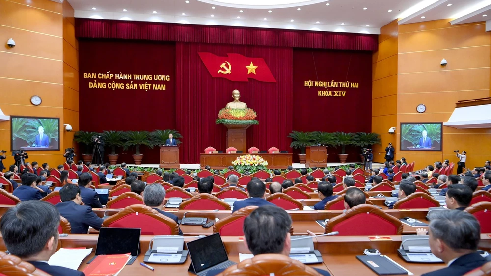 Bế mạc Hội nghị lần thứ hai Ban Chấp hành Trung ương Đảng Cộng sản Việt Nam khóa XIV. (Ảnh: ĐĂNG KHOA)