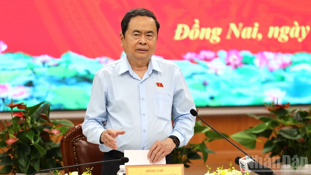 Chủ tịch Quốc hội Trần Thanh Mẫn phát biểu chỉ đạo tại buổi làm việc với Ủy ban Bầu cử tỉnh Đồng Nai.