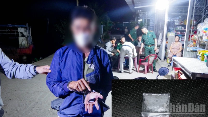Đối tượng H.T.P cùng số tang vật tại hiện trường.
