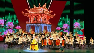 Tiết mục biểu diễn của Đoàn nhạc Công an nhân dân Việt Nam. 