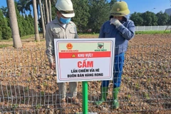Xây dựng tường rào, dựng bảng cấm lấn chiếm trước cổng Khu công nghiệp Bá Thiện 2.