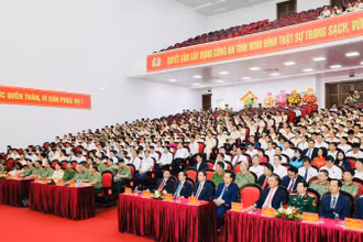 Các đại biểu tham dự Đại hội Đảng bộ Công an tỉnh Ninh Bình lần thứ I, nhiệm kỳ (2025-2030).