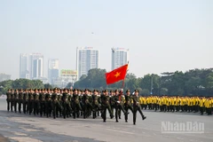 Lễ xuất quân và diễn tập các phương án bảo vệ an ninh, trật tự phục vụ Đại hội đại biểu toàn quốc lần thứ XIV của Đảng được tổ chức tại Quảng trường Sân vận động quốc gia Mỹ Đình (thành phố Hà Nội). (Ảnh: DUY LINH)