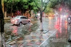 Mưa lớn làm nhiều tuyến phố tại phường Trần Hưng Đạo, phường Trà Lý (tỉnh Hưng Yên) ngập nặng.