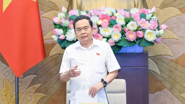 Chủ tịch Quốc hội Trần Thanh Mẫn phát biểu tại cuộc làm việc. (Ảnh: DUY LINH) 