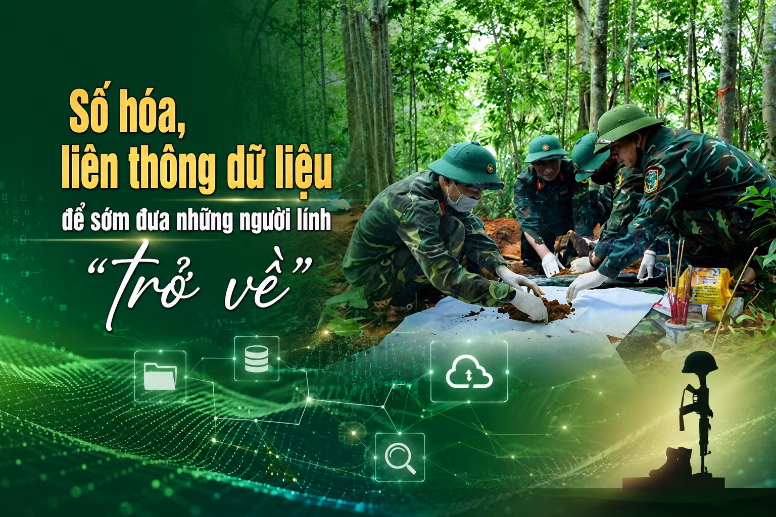 Mỗi dòng dữ liệu sẽ góp thêm một cơ hội để một người liệt sĩ sớm trở về. (Ảnh có hỗ trợ của AI)