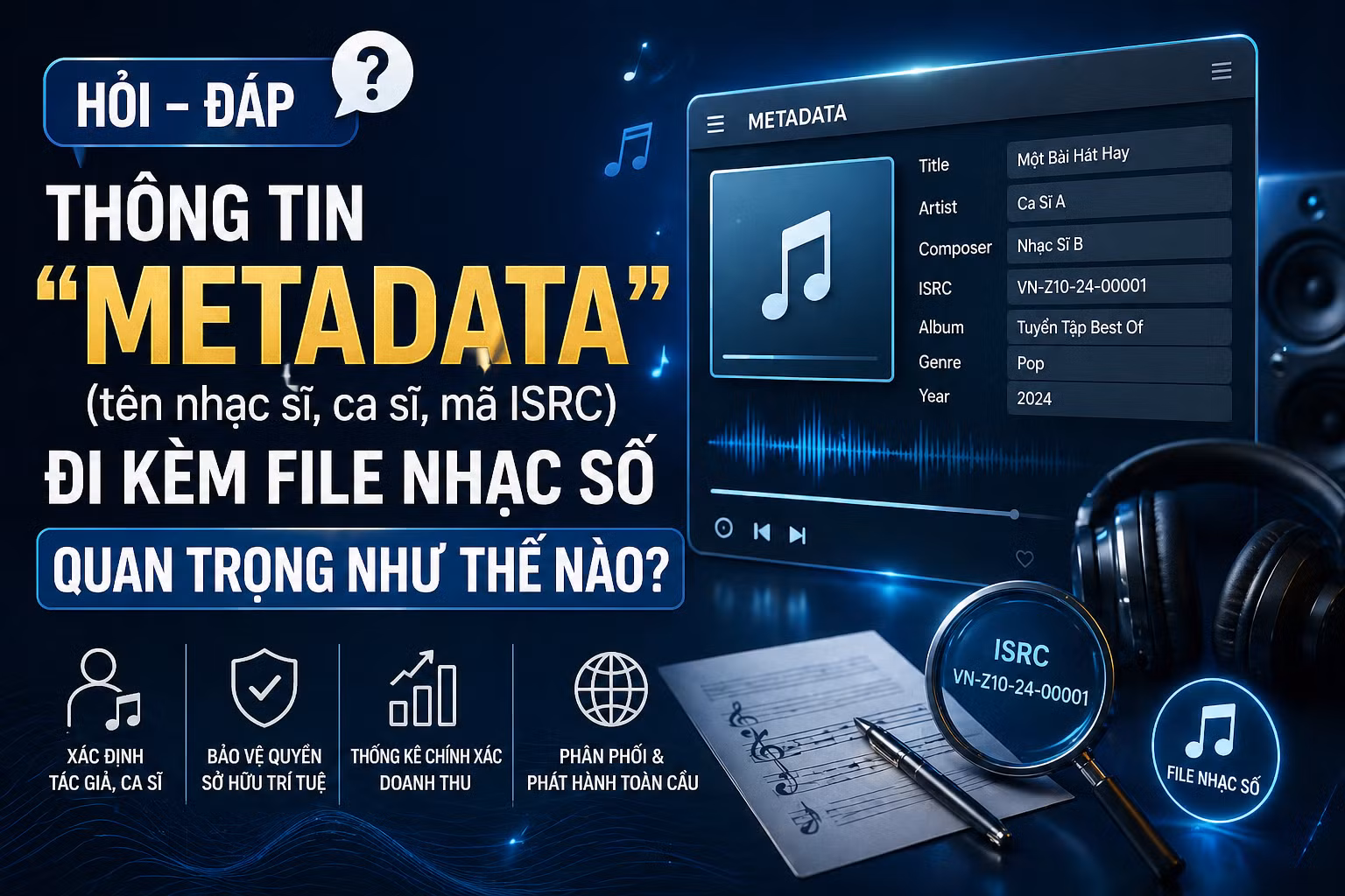 [Hỏi-đáp] Thông tin "Metadata" (tên nhạc sĩ, ca sĩ, mã ISRC) đi kèm file nhạc số quan trọng như thế nào?