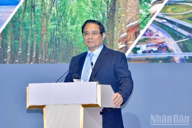 Thủ tướng Chính phủ Phạm Minh Chính phát biểu ý kiến tại hội nghị. (Ảnh: Thanh Giang)