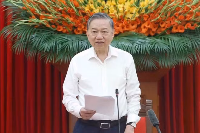Tổng Bí thư, Chủ tịch nước Tô Lâm, Trưởng Ban Chỉ đạo phát biểu tại phiên họp. (Ảnh: TTXVN)